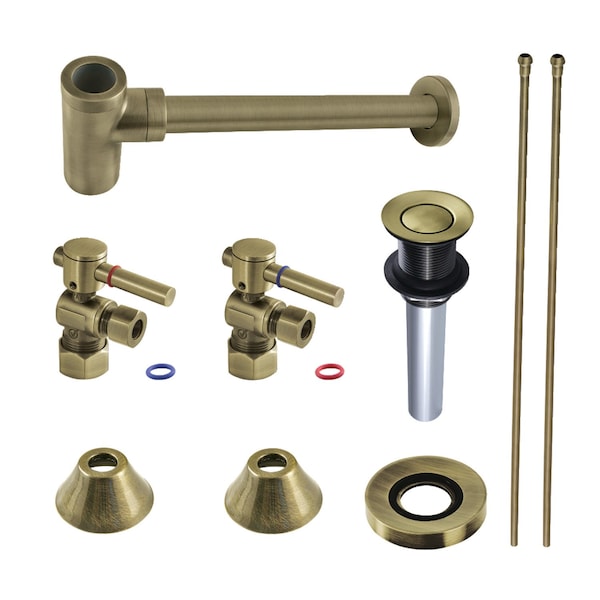 Plumbing Sink Trim Kit with Bottle Trap and Drain, Antique Brass